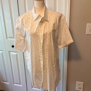 Sonoma White Casual Button Down Shirt with Blue Accents
